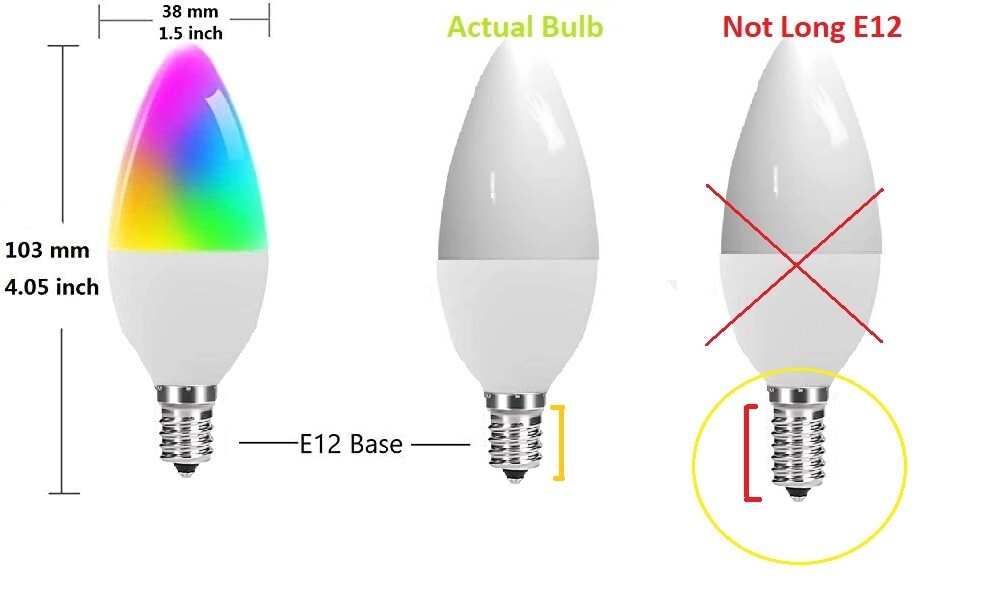 2Pcs E12 LED RGB Candelabra Smart Christmas Light Bulbs Google Alexa App control