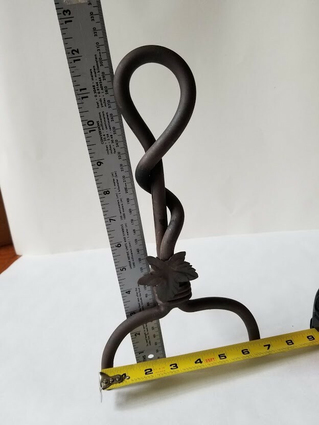 Vintage Maple Rust Leaf Fireplace Hearth Andirons
