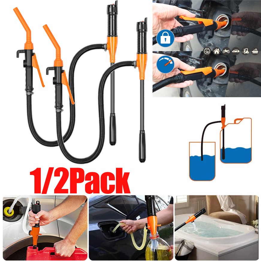1/2Pack Powered Battery Quick Liquid Fuel Transfer Pump with Flow Control Nozzle