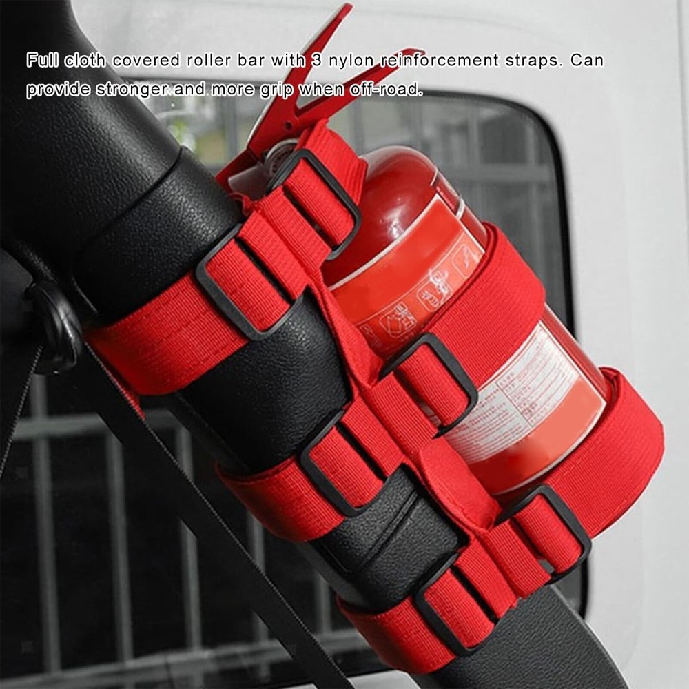 Fire Extinguisher Holder, Roll Bar Adjustable Extinguisher Strap Brackets wit...
