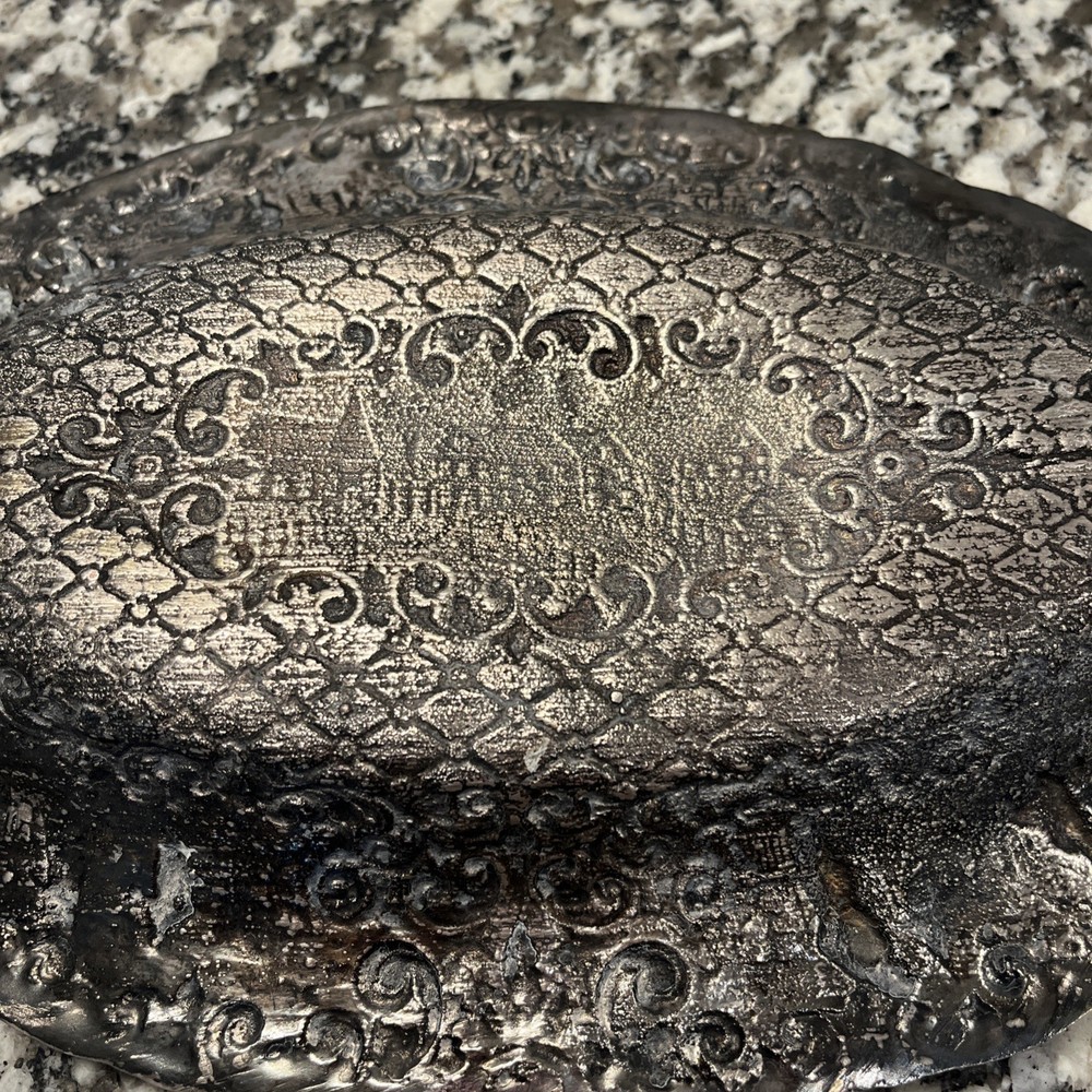 Sheffield Repousse Silver Oval Bread Dish