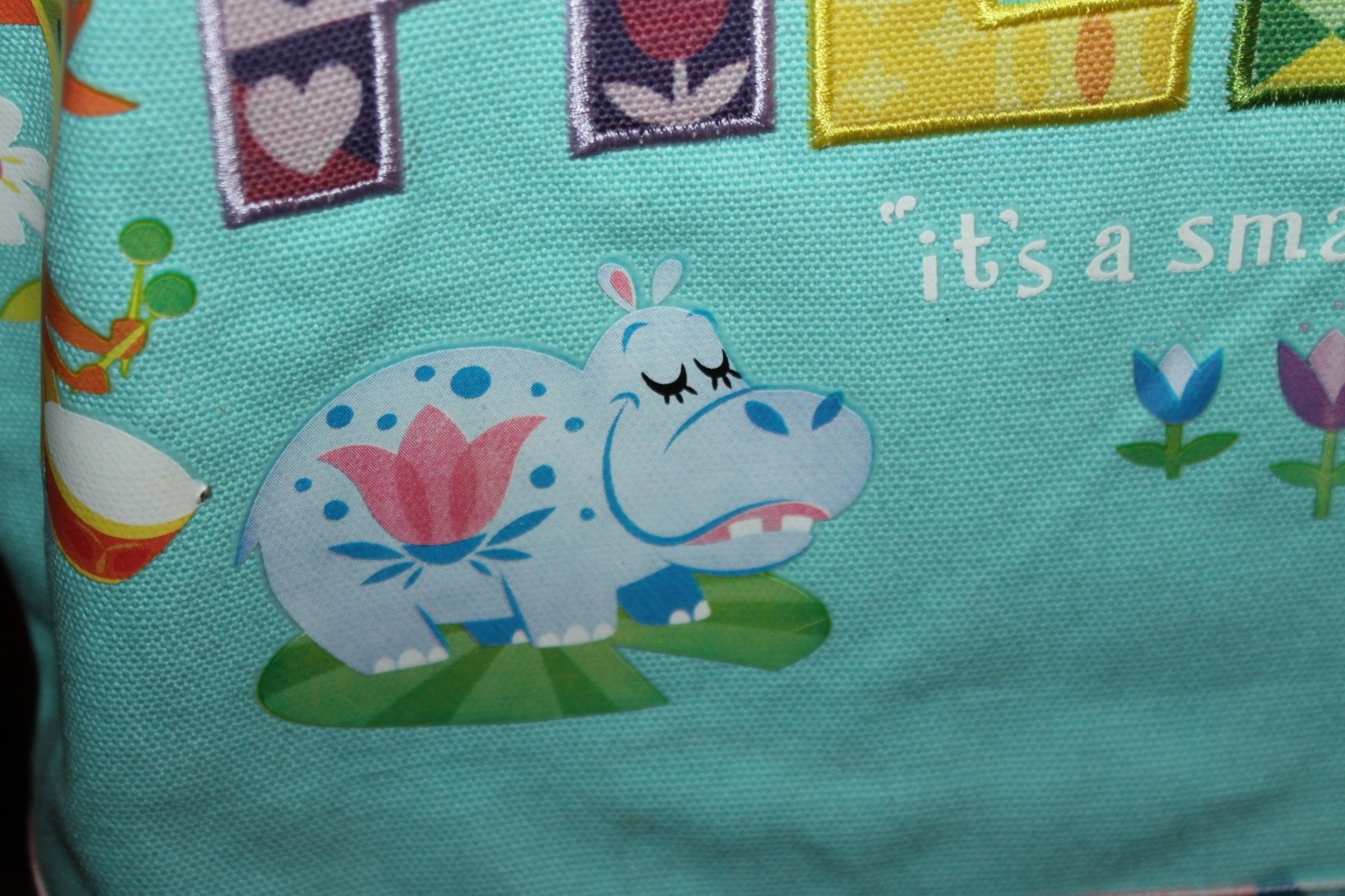 Disney World Parks It's A Small World large Canvas tote Bag Aqua HELLO