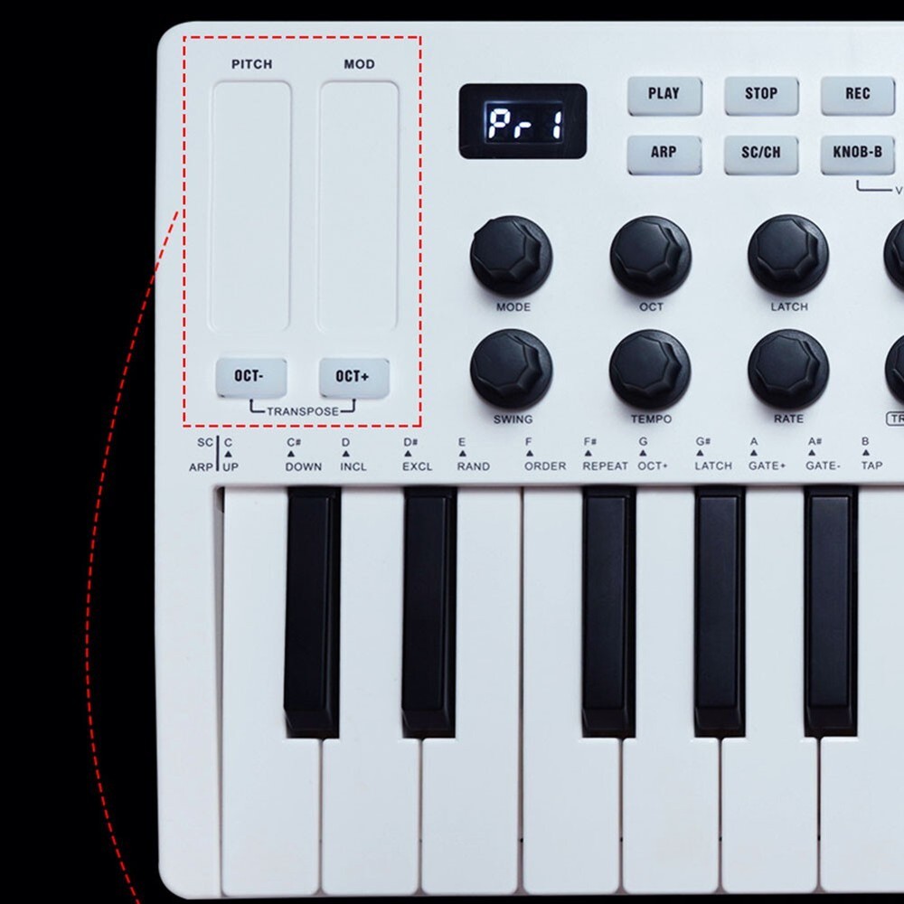 For M VAVE MIDI 25 Key USB MIDI Keyboard Controller With 8 Backlit Drum Pads 8