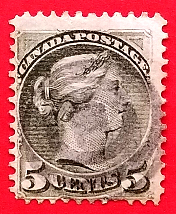 Canada Stamp #38 "Small Queen Issue - slate green" Used