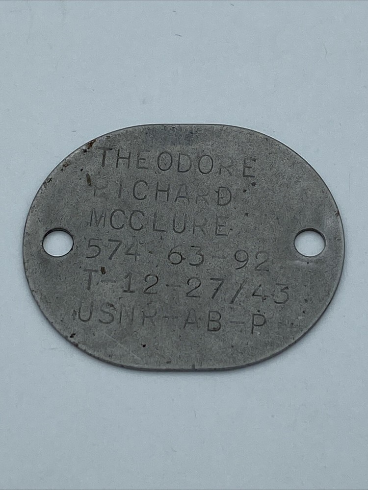 WWII 1943 Navy Naval Dog Tag T-12-27/43 USNR-AB-P