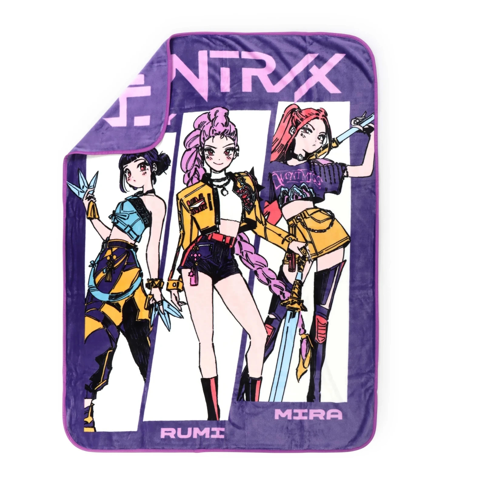 KPOP Demon Hunters Huntrix -Kids Throw White Blanket - Twin/Full 46"x 60" - NEW