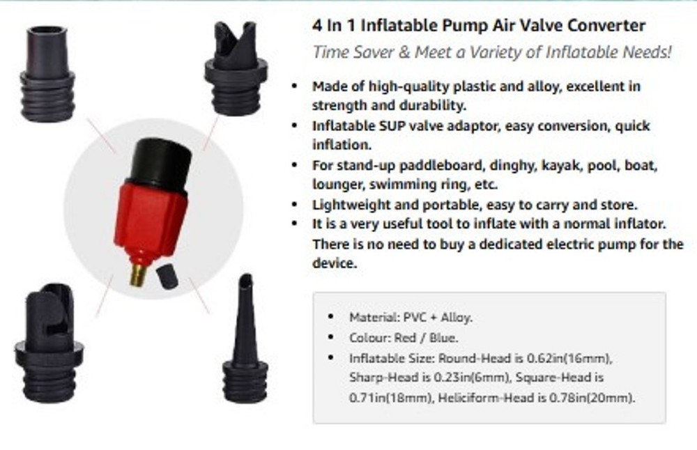 Inflatable SUP Pump Adaptor Compressor Paddle Board Pump Adapter