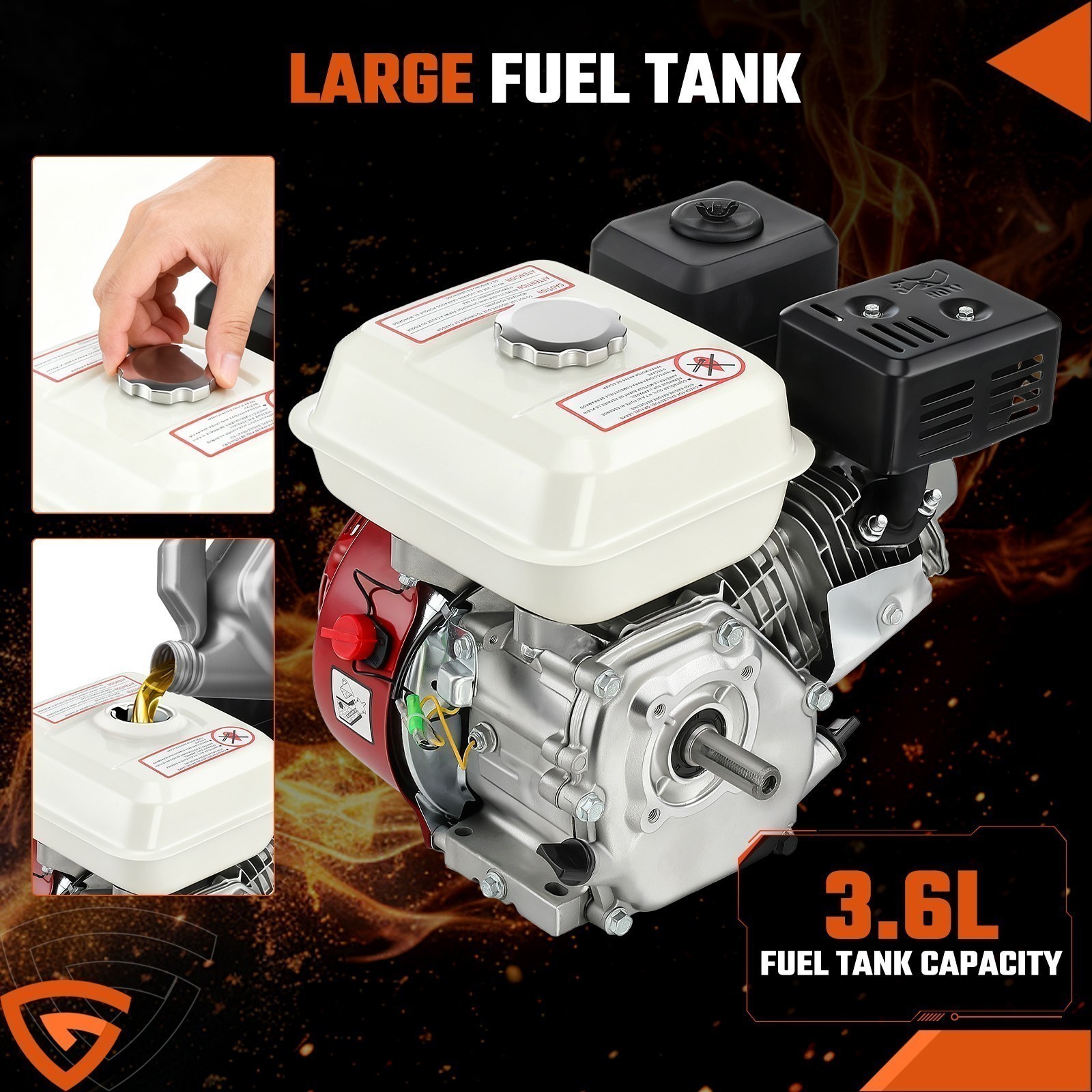 212cc 4-Stroke 7HP Manual Start Horizontal Engine For Go Kart Gas Engine Motor