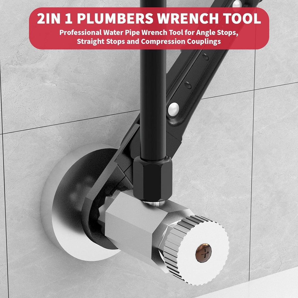 Plumbing Tools Angle Stop Wrench Kit - 3-Piece Plumber Tool Set with Compression