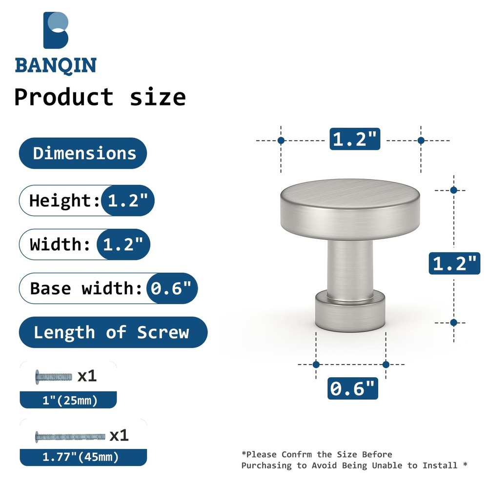 5 Pack Cabinet Knobs Brushed Nickel - Solid Drawer Knobs for Dresser, Modern ...