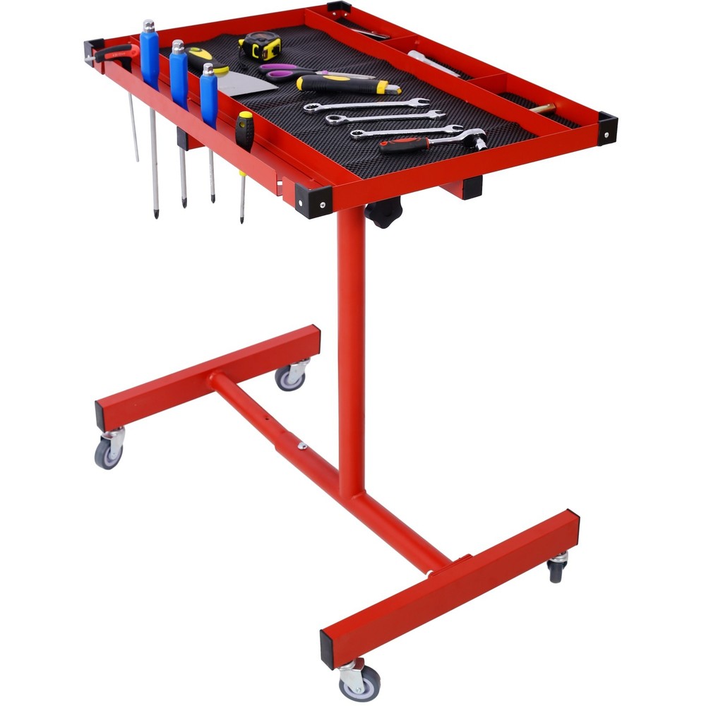 Heavy Duty 220LBS Adjustable Tear Down Work Table with Drawer, Red