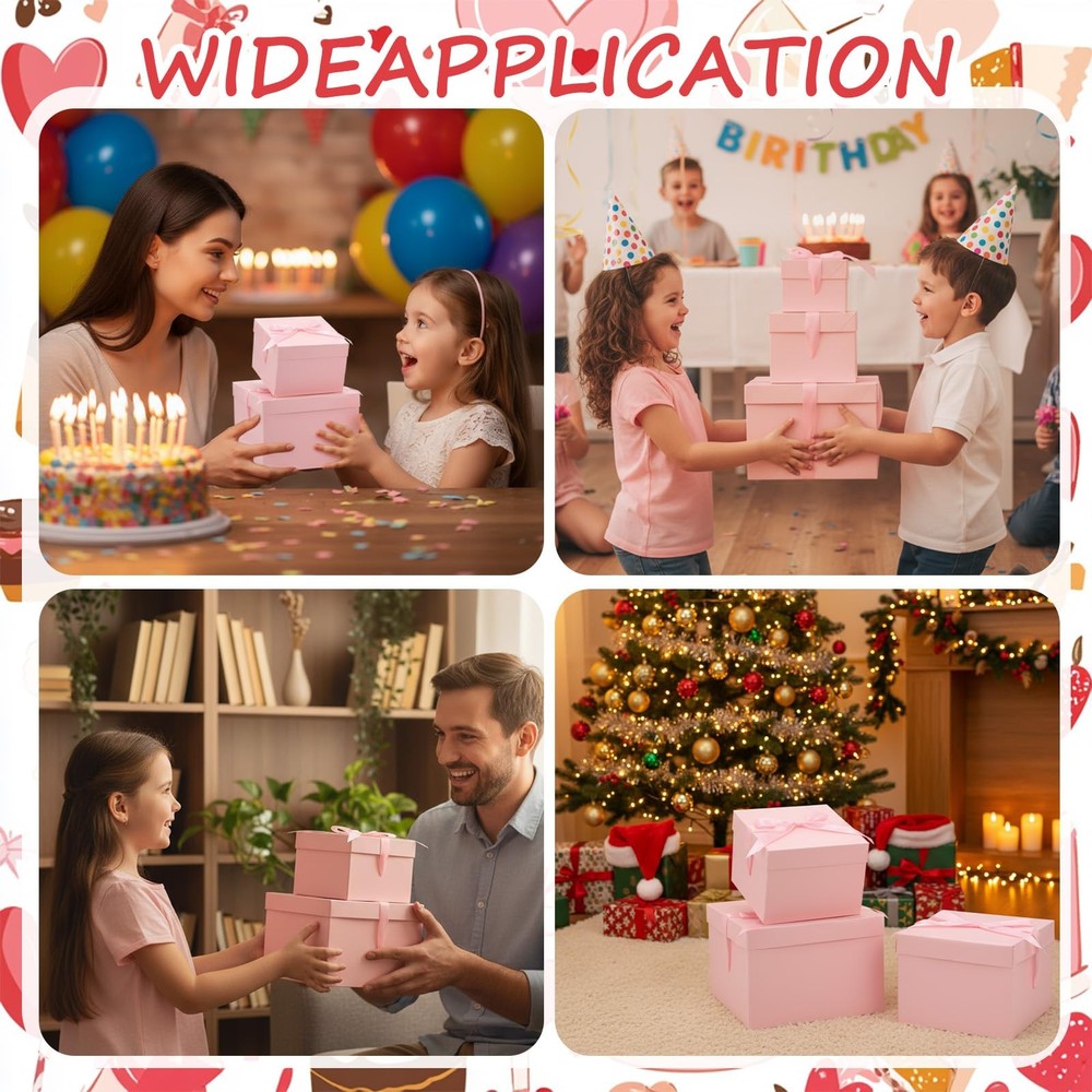 6 Pcs Nesting Gift Boxes with Lid Square Nesting Gift Boxes for Presents Pack...