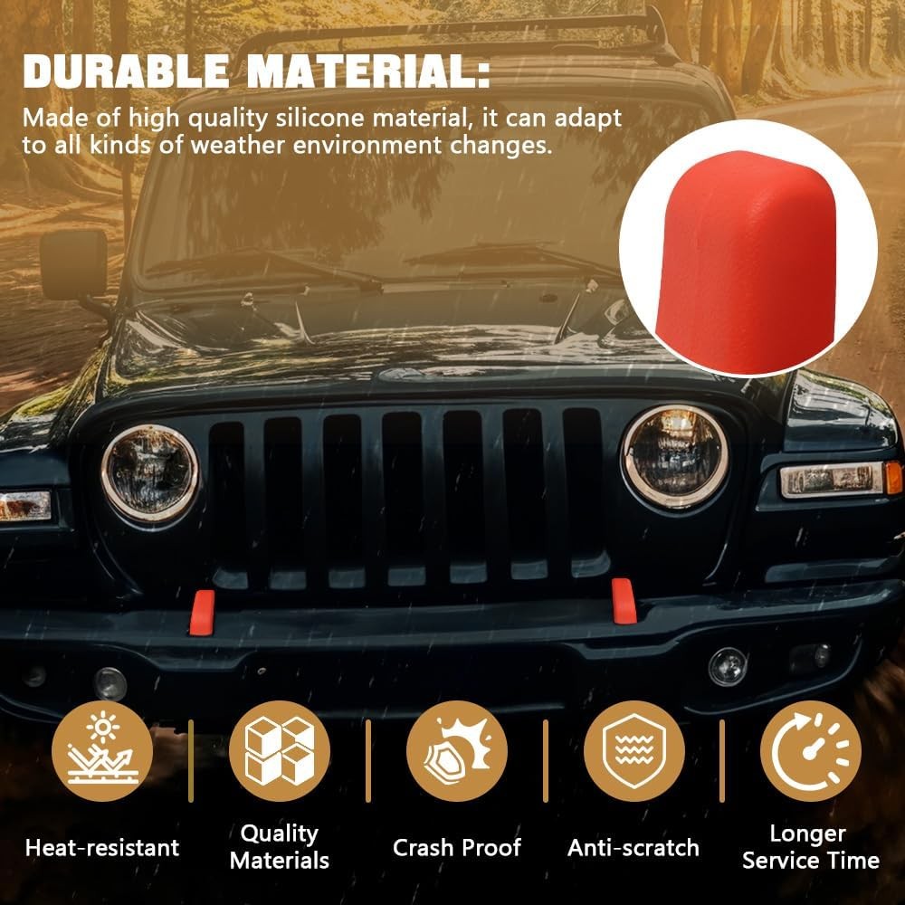 2PCS Bumper Tow Hook Covers, Front Bumper Tow Hook Protector Compatible with Red