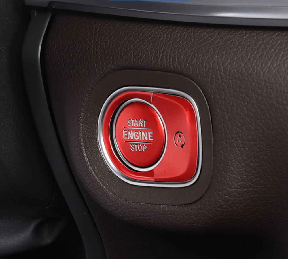 Red Keyless Engine Push Start Button & Surrounding Ring For Benz G GLE GLS Class