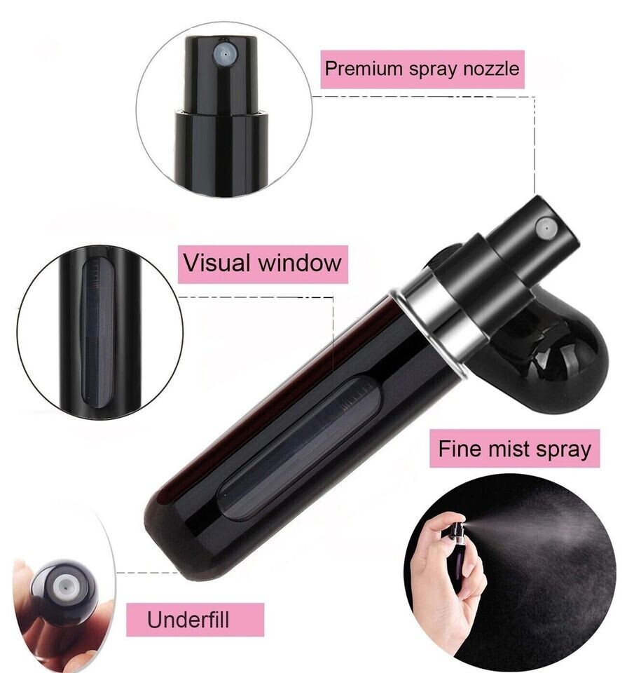 2 Pcs Travel Portable Mini Refillable Perfume Atomizer Bottle Spray Pump Case