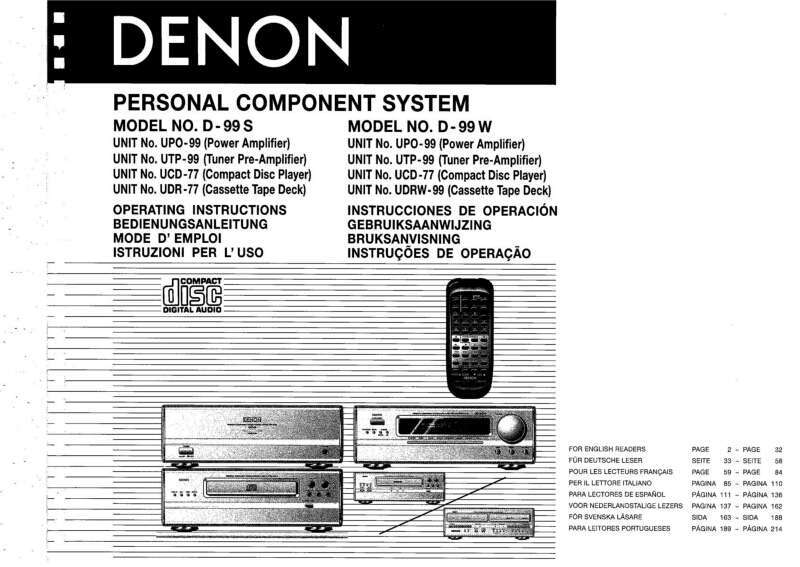 Denon D-99 Audio System Owners Manual