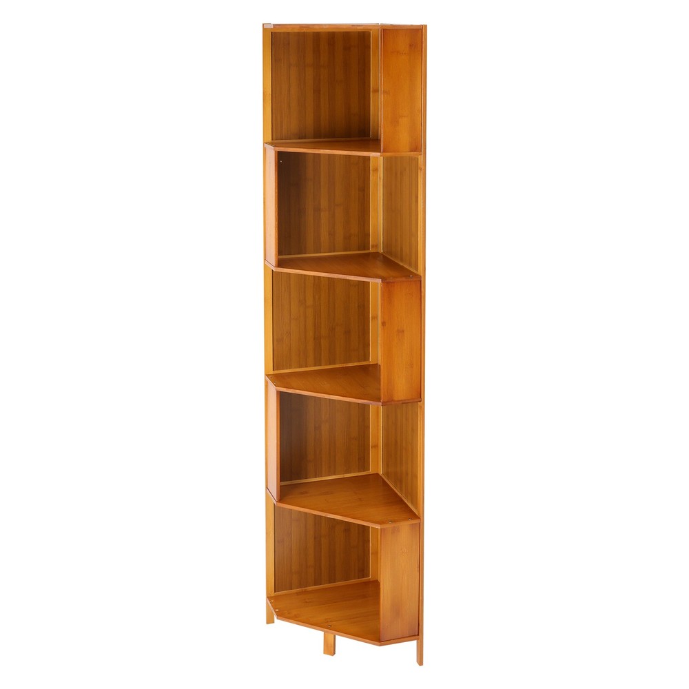 Rotating Bookshelf A-Shape Corner Bookcase Storage Freestanding Display Rack