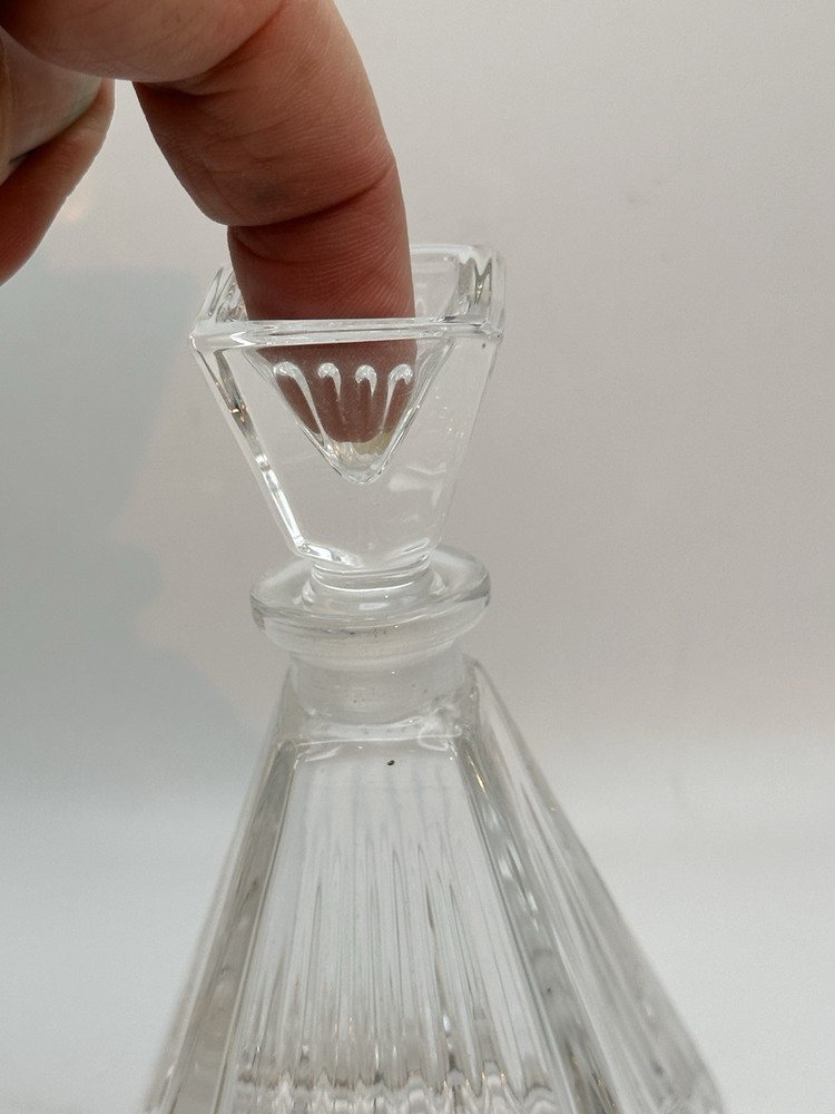 Art Deco Leaded Crystal Triangular Perfume Bottle With Stopper