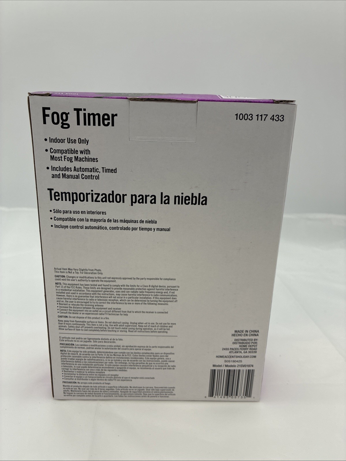 Home Accents Holiday Fog Machine Timer 21SV01974