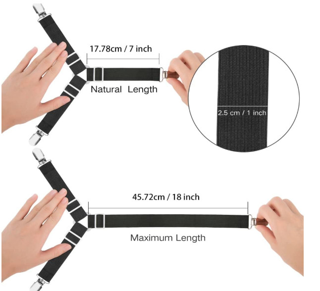 Foloda Sheet Holders, 4 pcs Adjustable Bed Sheet Straps, Fitted Sheet Holder Cli