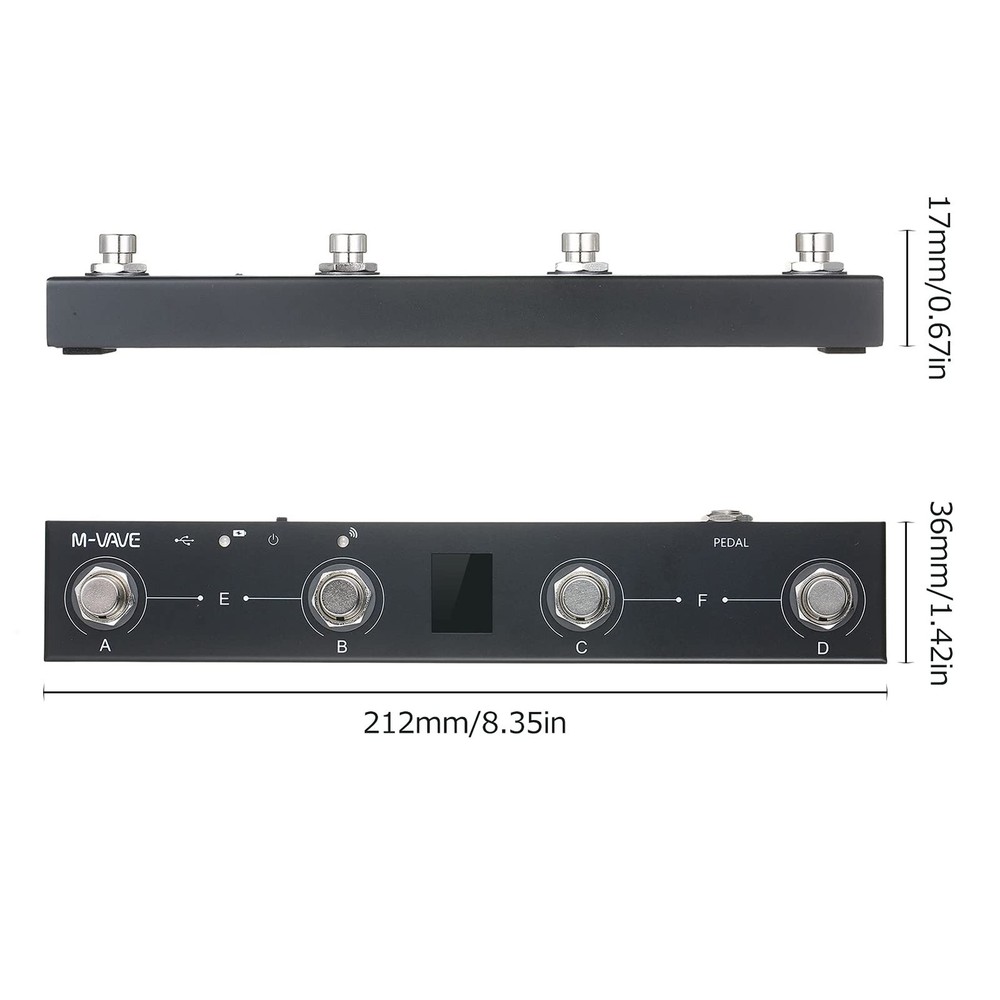 BT MIDI Foot Controller Wireless MIDI Controller Rechargeable 4 Buttons Pedal...