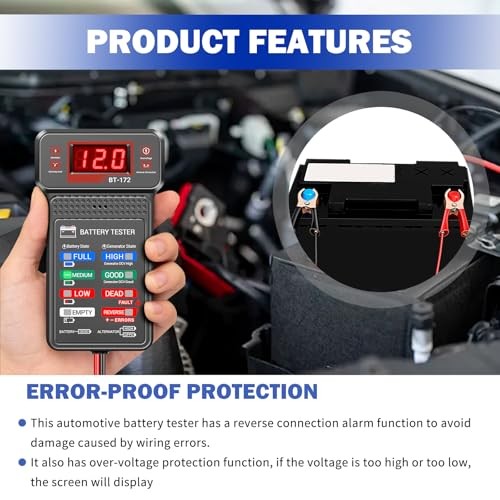 12V Car Battery Testers with LCD Display & LED Indicators - Battery Load Tester