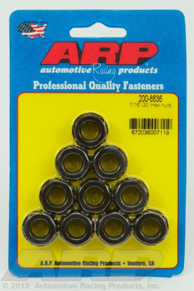 ARP 200-8636 Black 7/16-20 hex nut kit