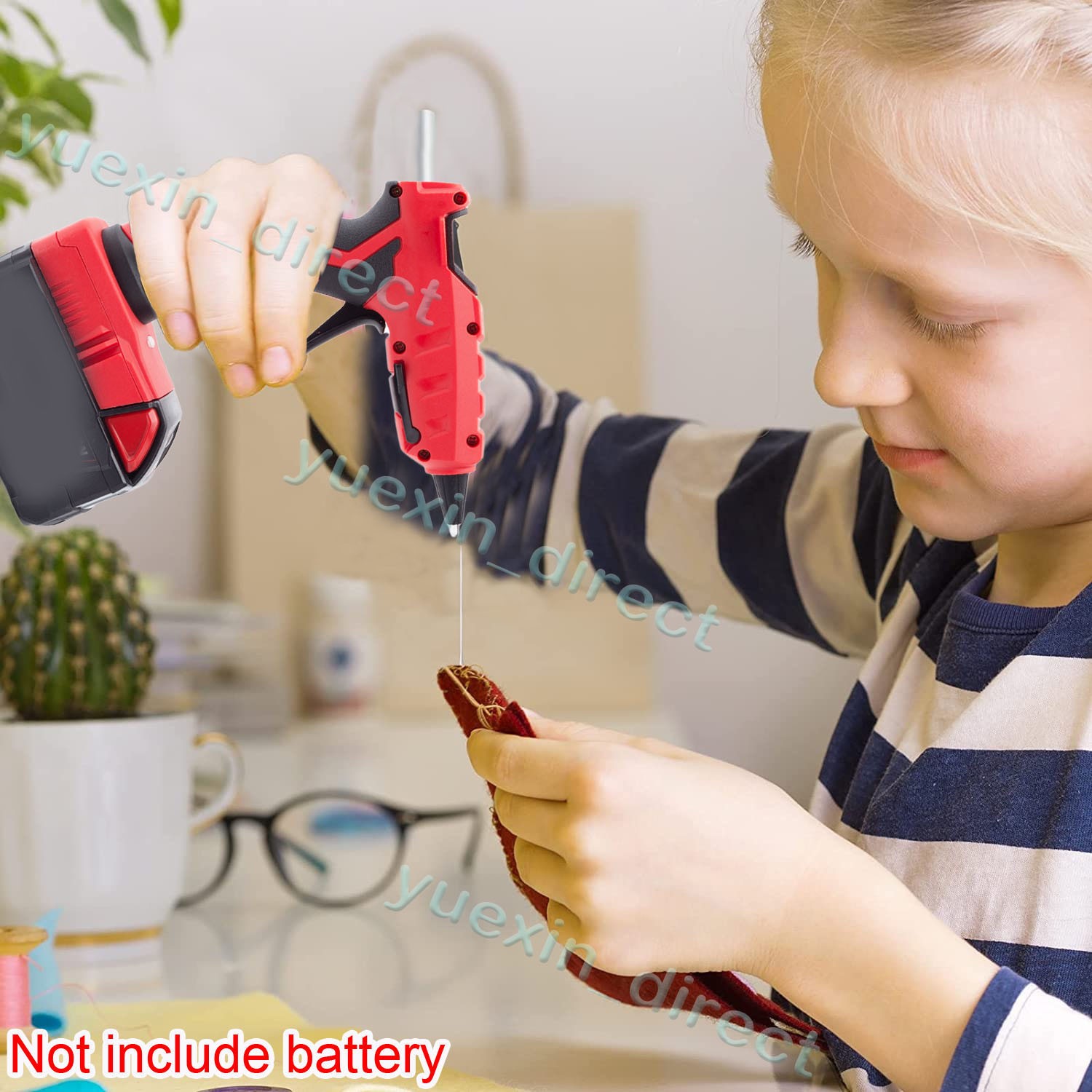 Cordless Hot Melt Glue Gun W/10 Sticks Heat Gun For Milwaukee 18V Li-ion Battery