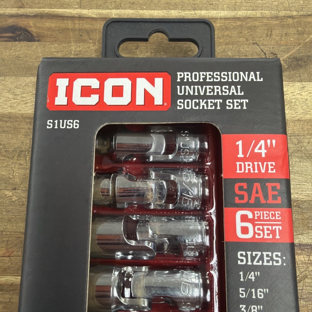 ICON S1US6 PROFESSIONAL UNIVERSAL SOCKET SET SAE 1/4" DRIVE