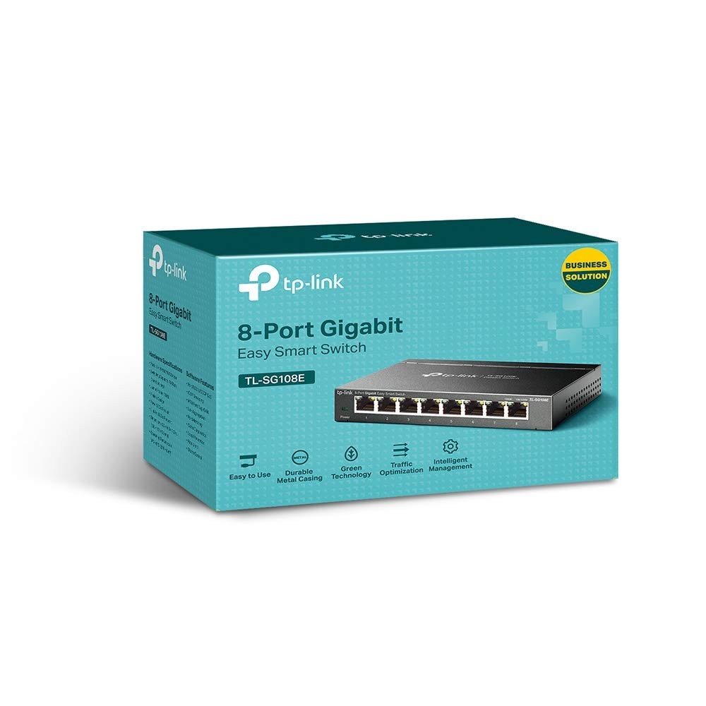 TP-Link 8 Port Gigabit Switch | Easy Smart 8 | Enhanced Features, Black