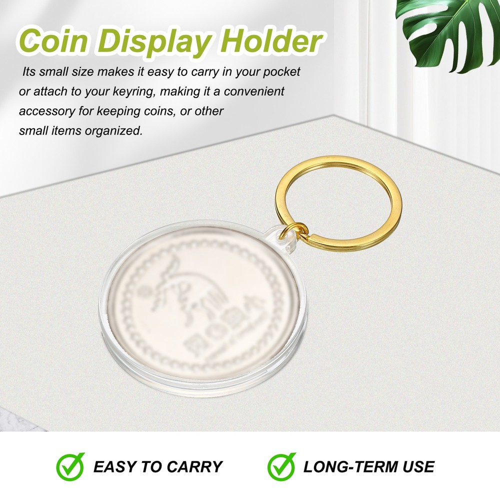 Plastic Coin Holder Keychain, 2Pcs Coin Case with Key Ring, Dark Silver