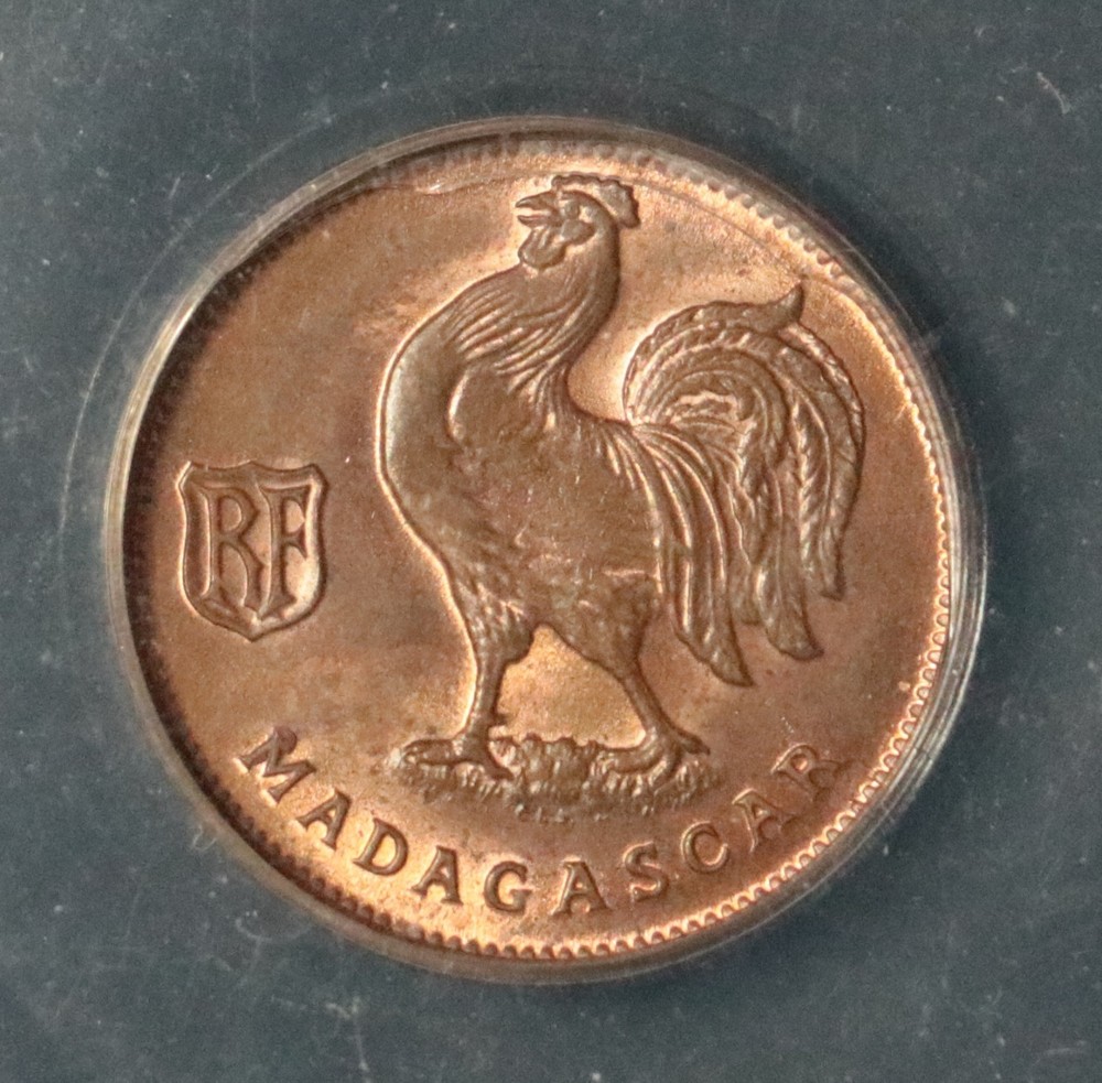 Madagascar 1943 50 Centimes - ANACS MS 64 RB