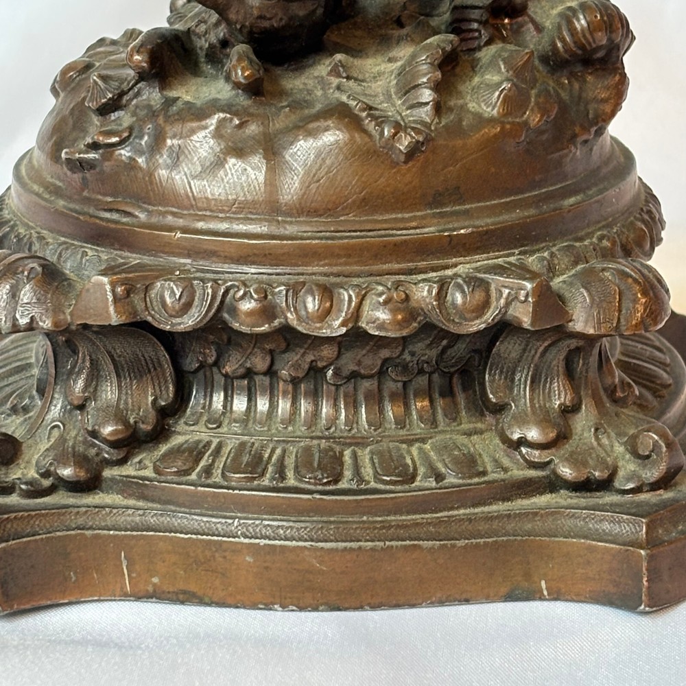 Antique Bronze Statue Eagle Clutching Rabbit