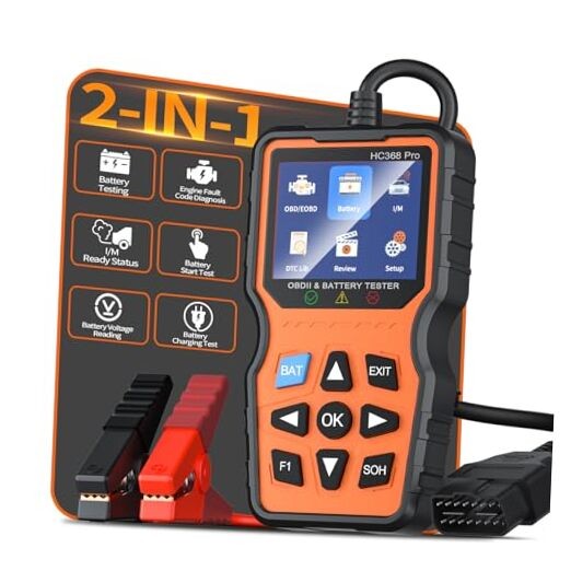 OBD2 Scanner and Battery Tester, Plug & Play Check Engine Light Code yellow