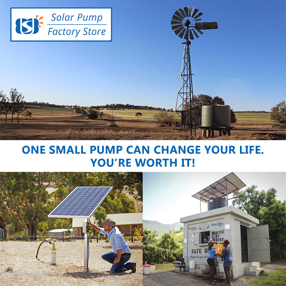 3" AC/DC Solar Powered Bore Well Water Pump 1HP Submersible Hybrid Deep 110/220V