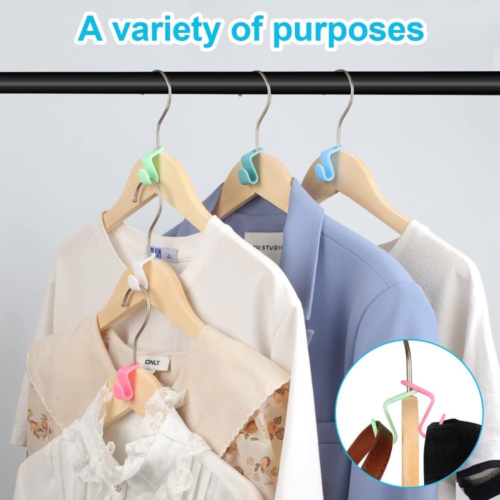 100 PCS Hanger Connector Hooks, Space Saving Hooks and Clips for Plastic Hang...