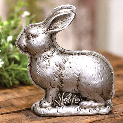 New Primitive BUNNY MOLD  SILVER FINISH Resin 6.5"H x6"W x2.5"D NON WORKING
