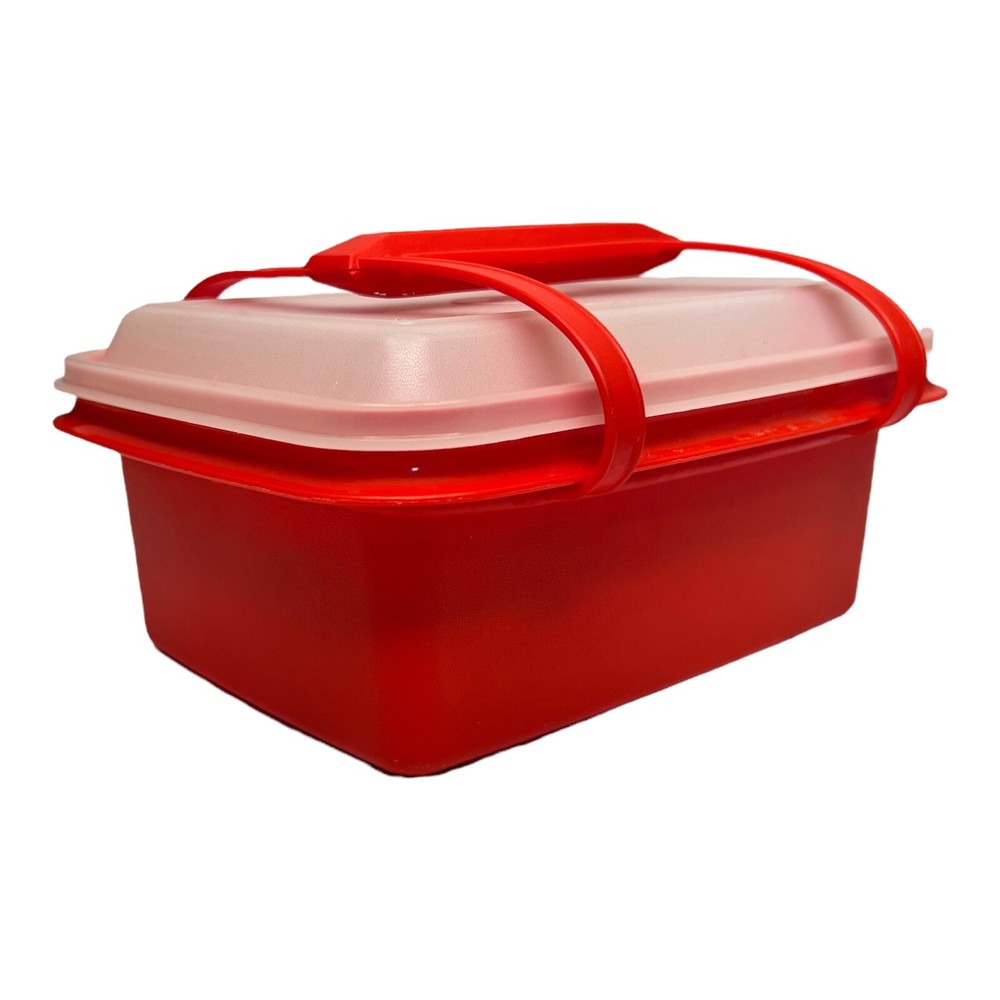 Vintage Tupperware Pack & Carry Lunchbox Set - Orange - 2 Containers + Handle