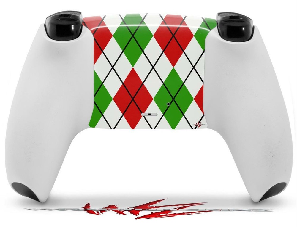 Skin Sony PS5 Controller Argyle Red and Green