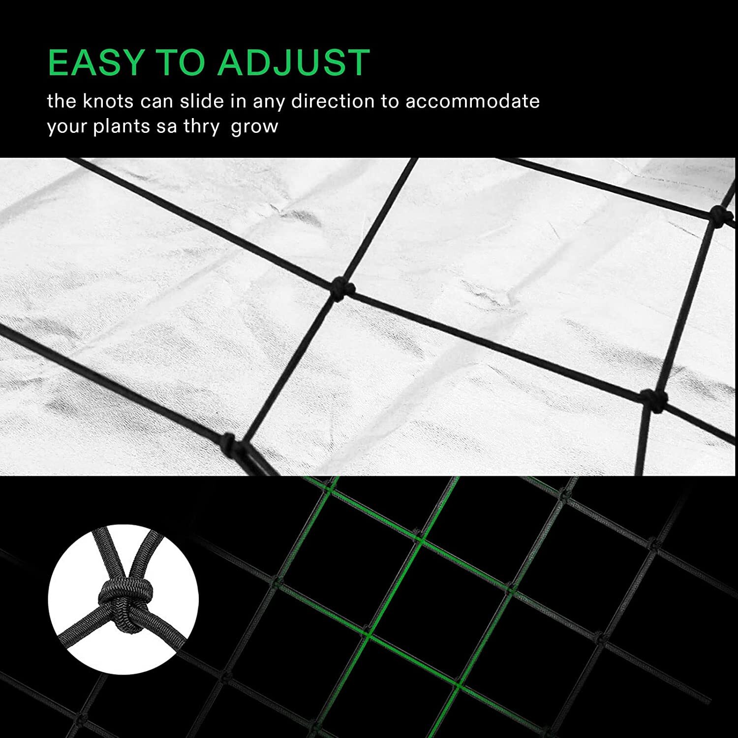 VIVOSUN 2x4'/3x3'/4x4' Elastic Trellis Netting 3mm thick for Grow Tent Gardening