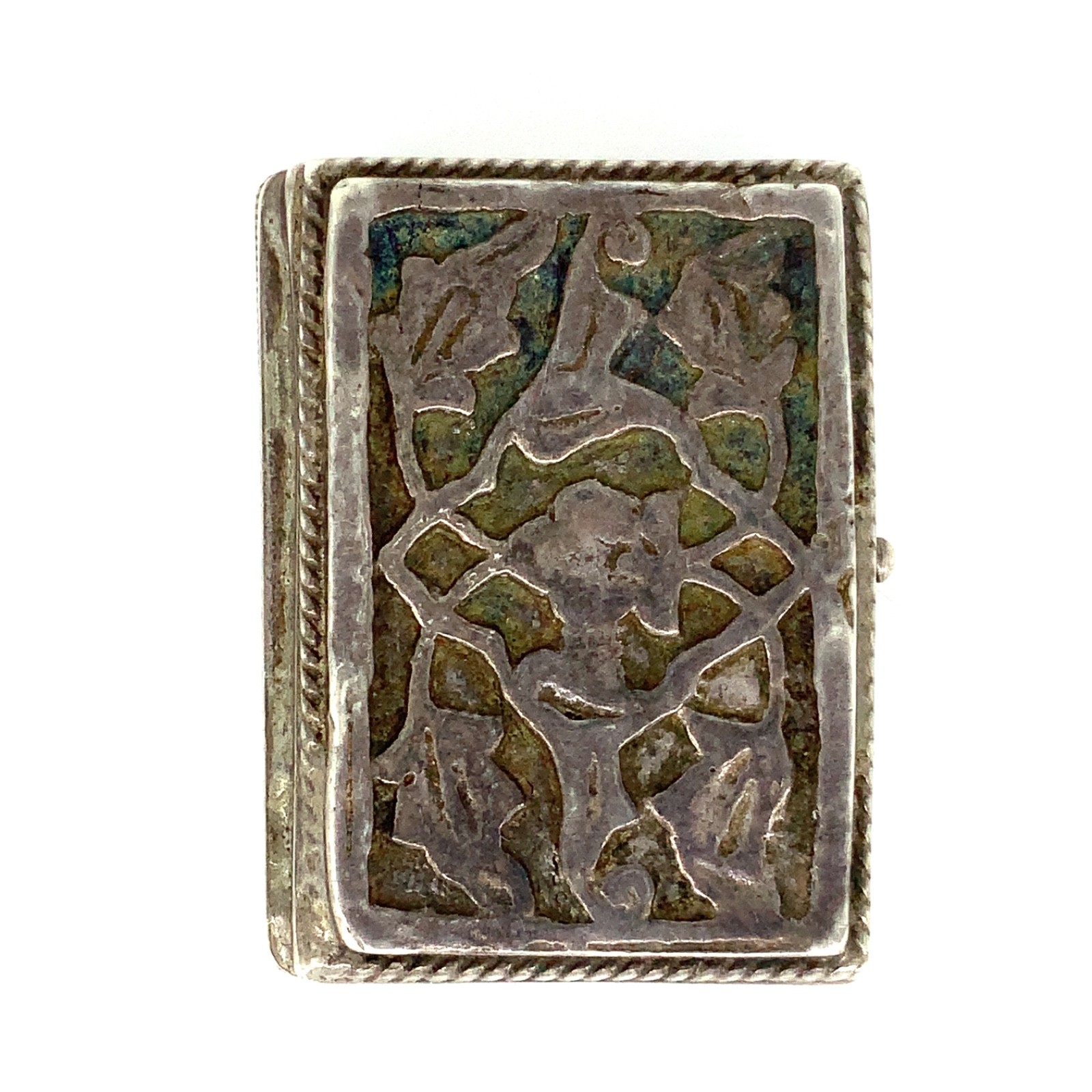 Antique Embossed Floral Scroll Sterling Silver Vinaigrette