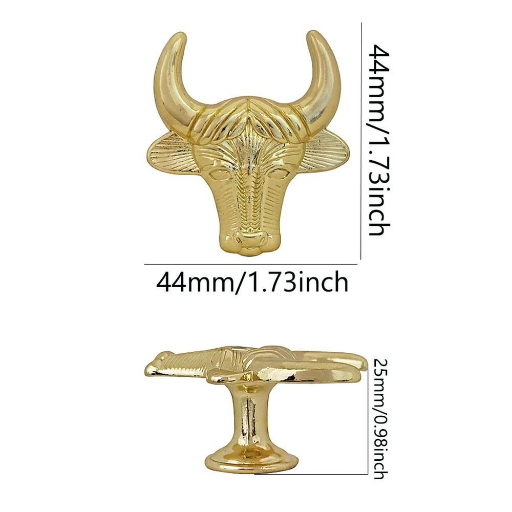 Vintage Animal Cabinet Knobs, Decorative Metal Cattle Cow Head Shape Knobs Pu...