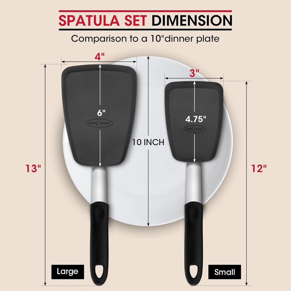 2 Pack Flexible Silicone Spatula, Turner