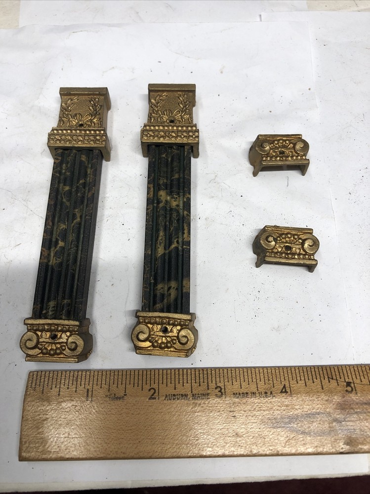 Vintage Ingraham Mantle Clock 2 Decorative Columns PARTS plus Extras