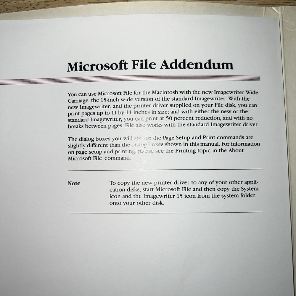 1984 Microsoft FILE Data Management Program MANUAL Only Macintosh 128K 512K RARE