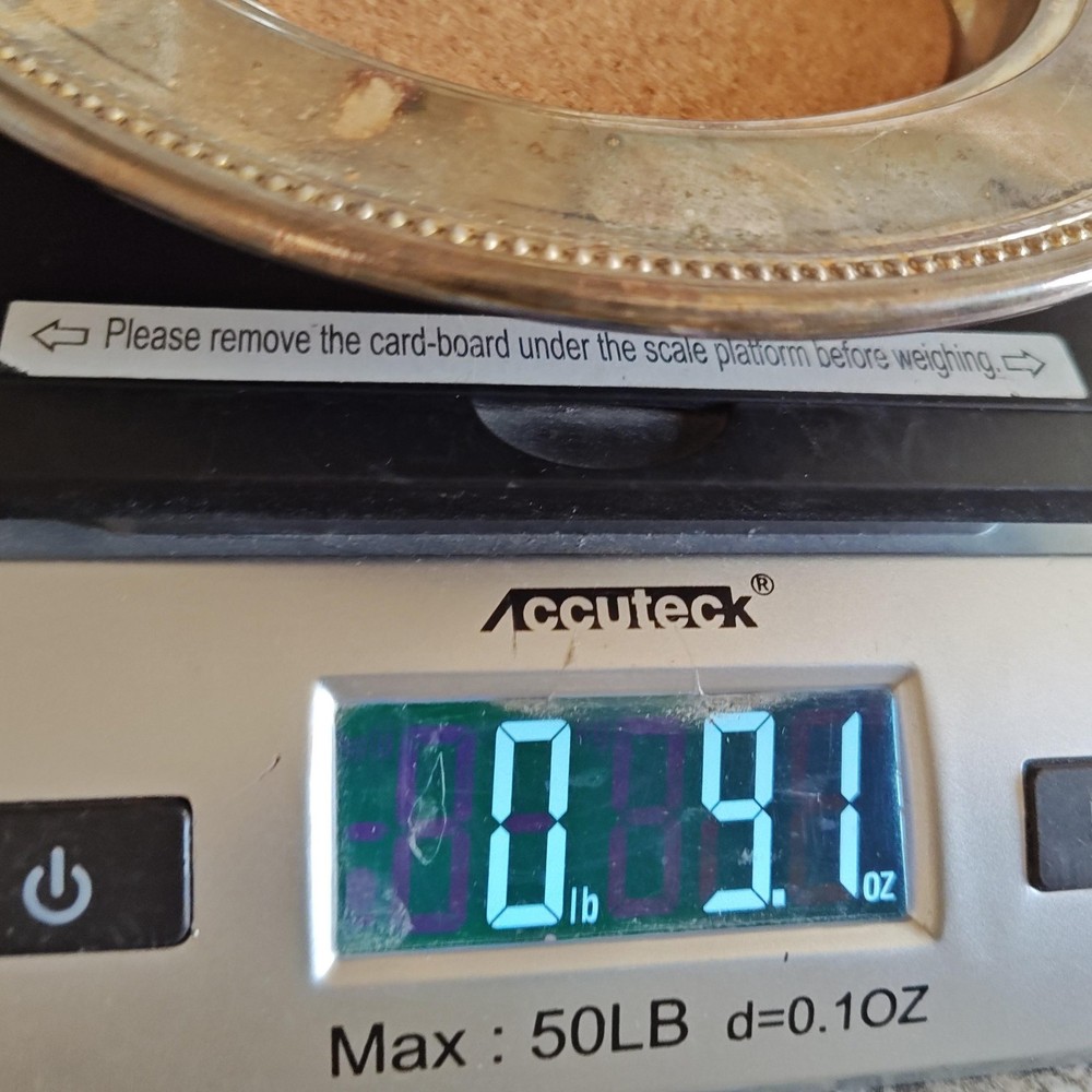 VTG Silverplate Trinket Tray Coaster Cork Insert Ornate Beaded Edge 6.5" Barware