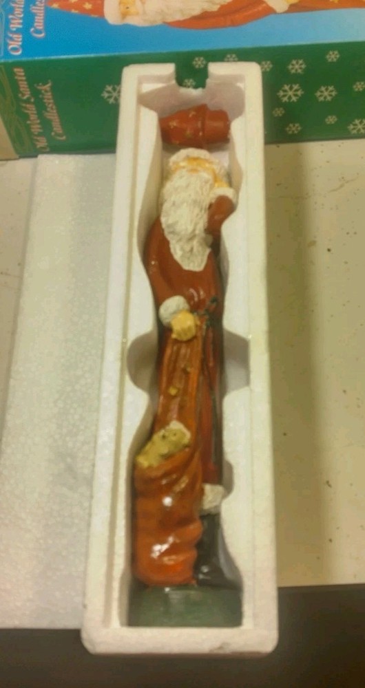 Old World Santa Candlestick With Removable Top And Original Box