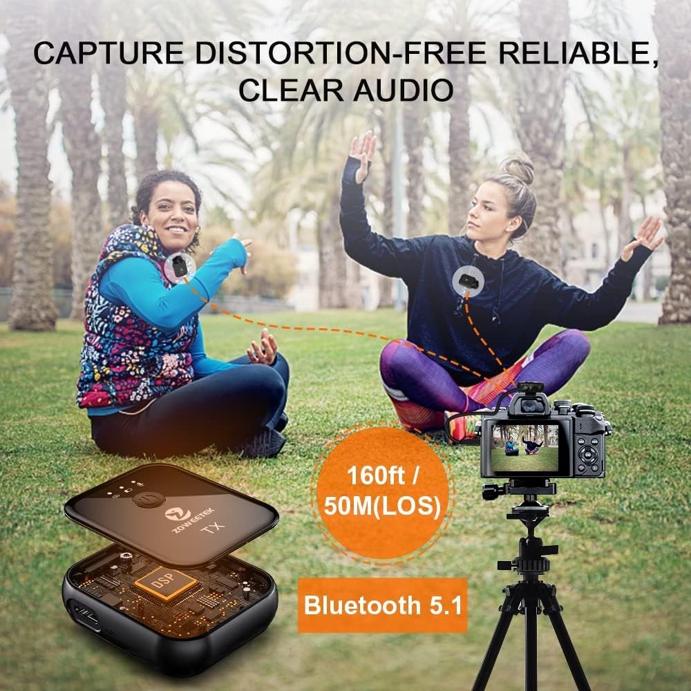 Wireless Lavalier Microphone System Dual Channel for Vlogging Streaming iPhon...