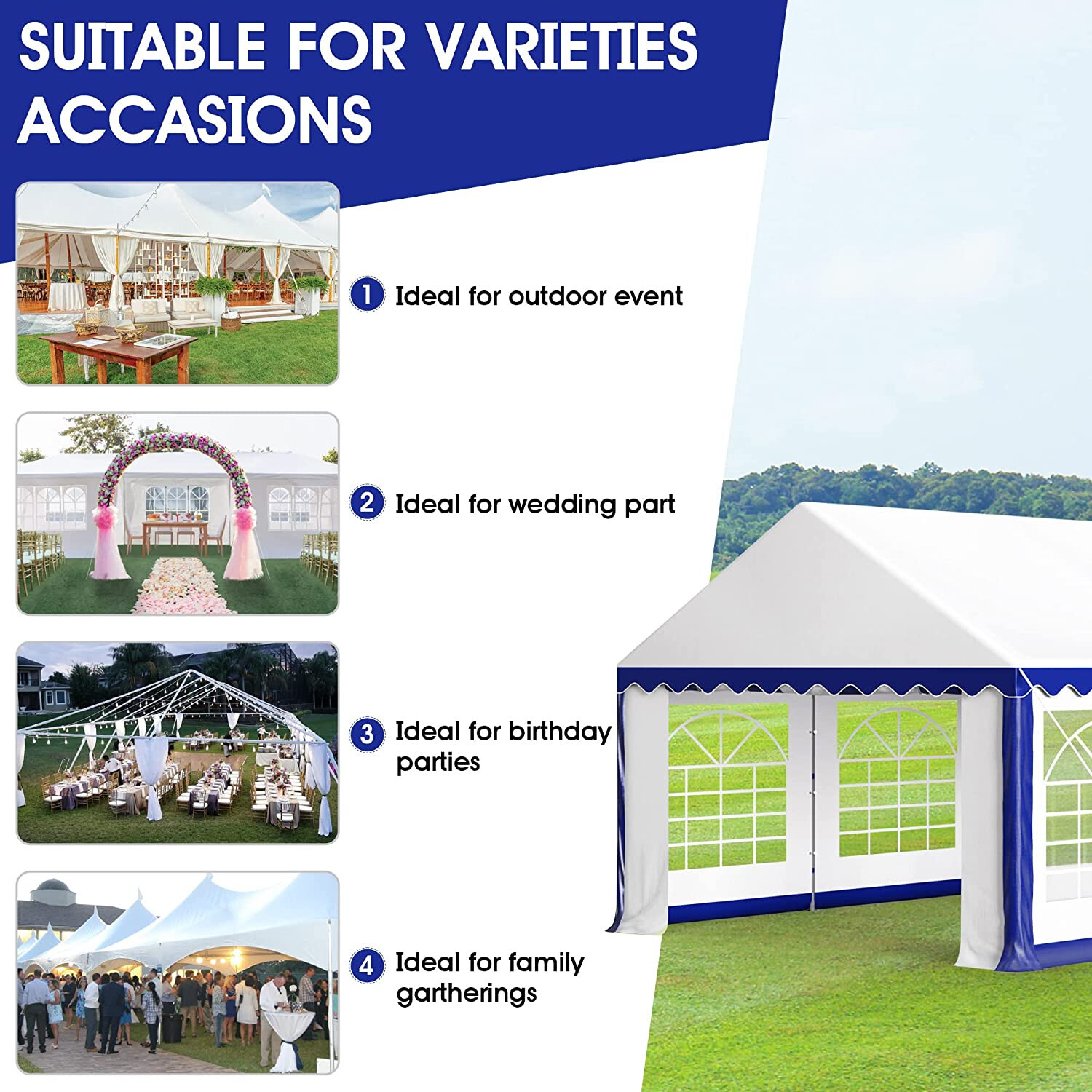 16' x20' Outdoor Commercial Party Tent Heavy Duty Wedding Canopy Gazebo Pavilion