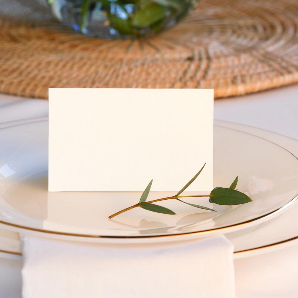 20 Pcs White Gold Line Border Printable Place Name Cards for Table Setting